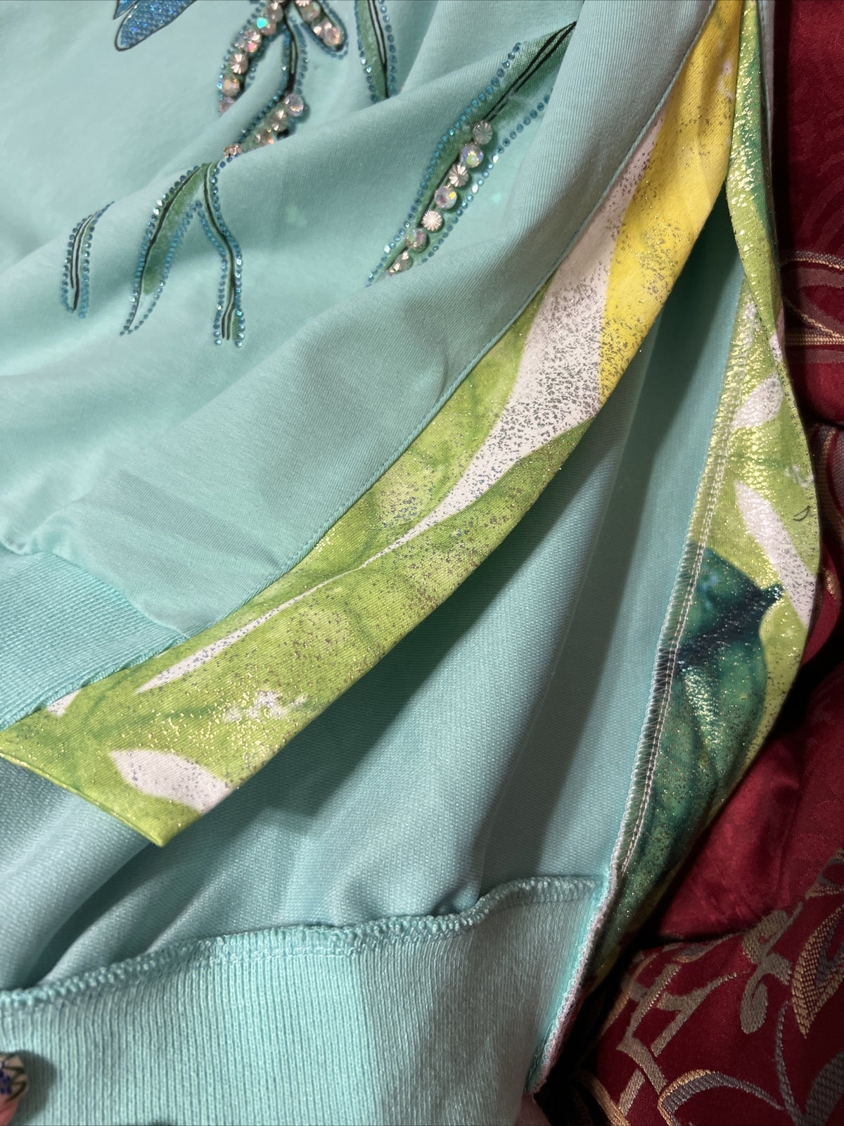 LaMaxx Mint Green Floral High-Low Top Sz 3XL/3 Made In Turkey