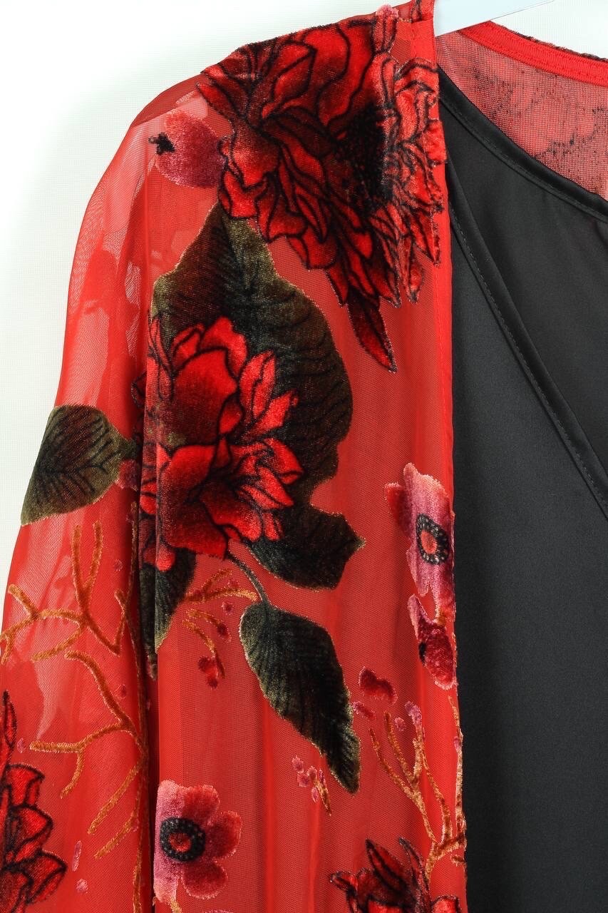 Darkwin 2 Pc Floral Duster & Slip Dress Set Sz 18/1 Made in Turkey