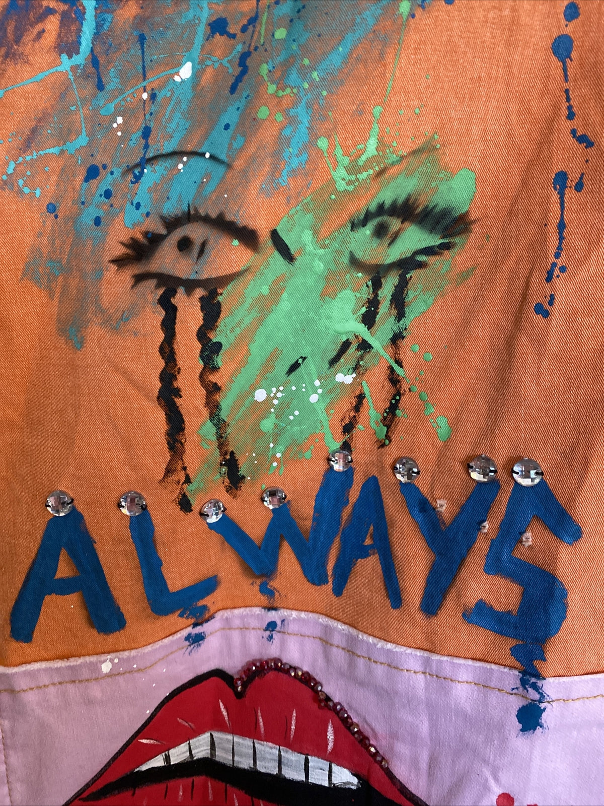 LaVelina Graffiti Art Denim Vest Sz 3X Made In Turkey