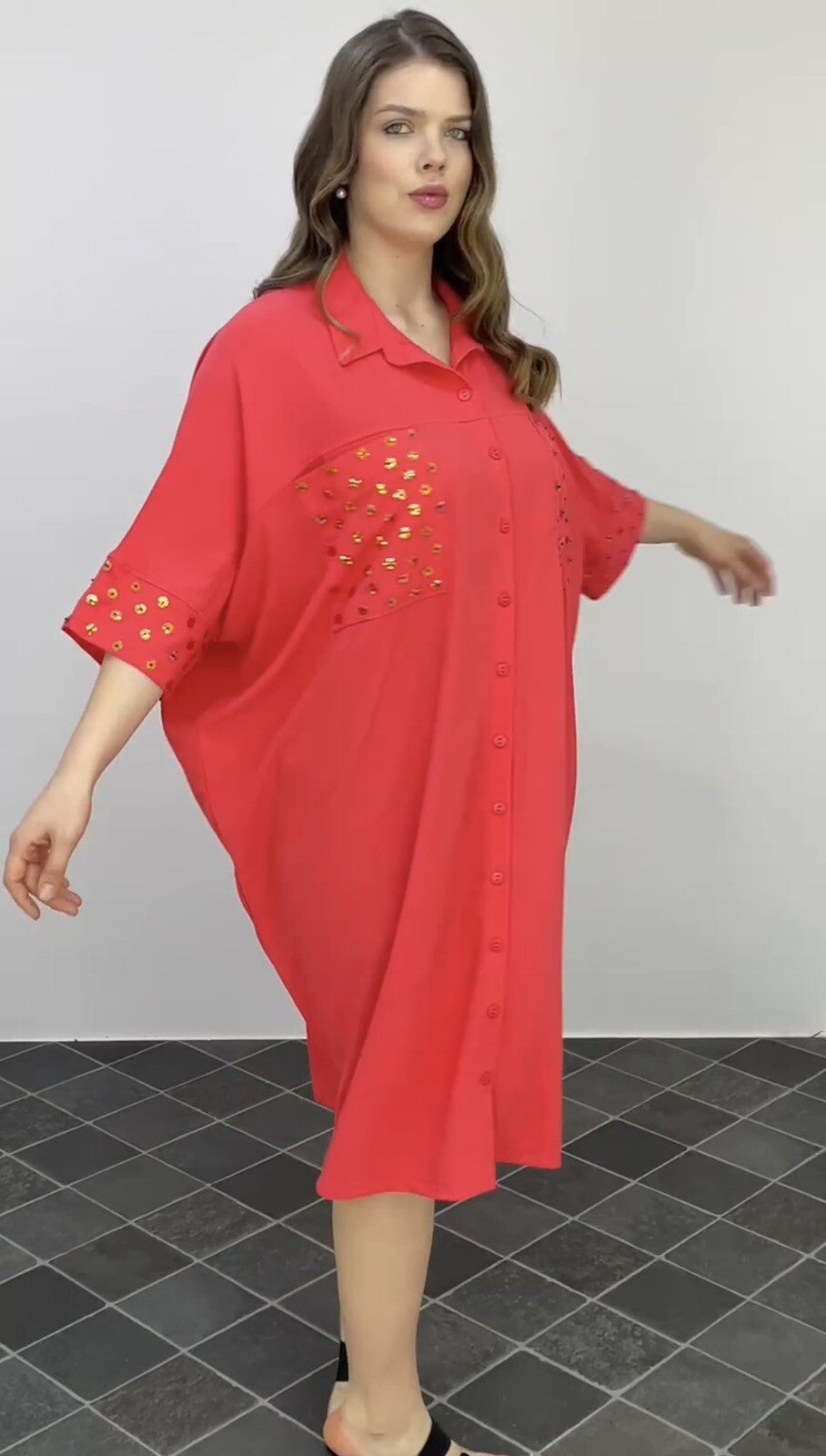 Darkwin Coral Oversized Dress Sz 24/1 Made in Turkey