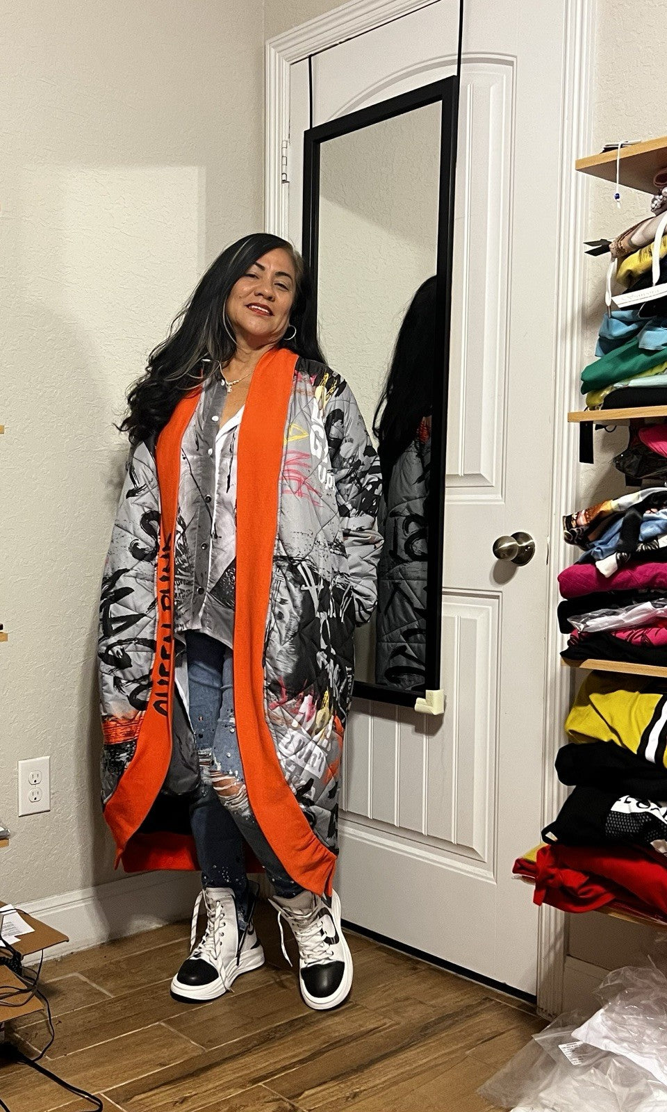 Edgy Punk Queen Coat XL Quilted Streetwear Made in Turkey
