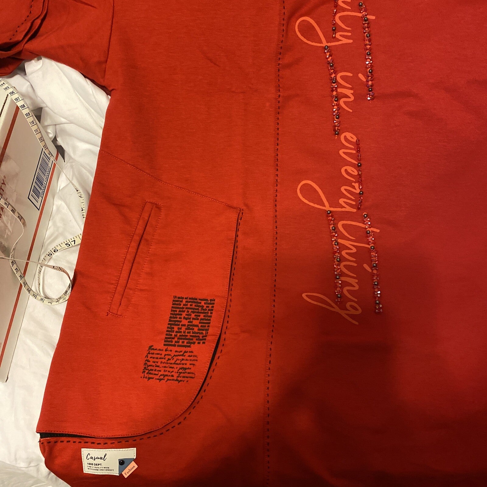 LaMaxx Red Oversize Tunic Dress Sz 20/48 Made In Turkey