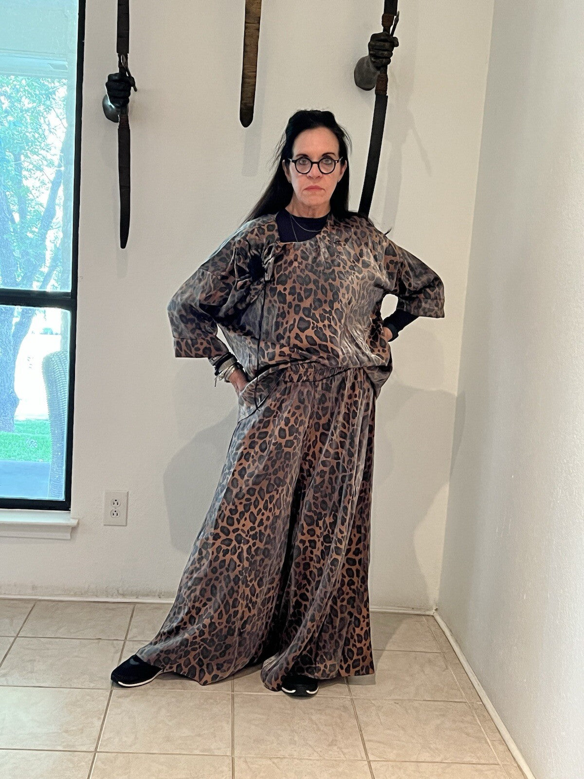 Darkwin 2-Piece Suit Sz 16/1 Made in Turkey Leopard Print Top & Pants