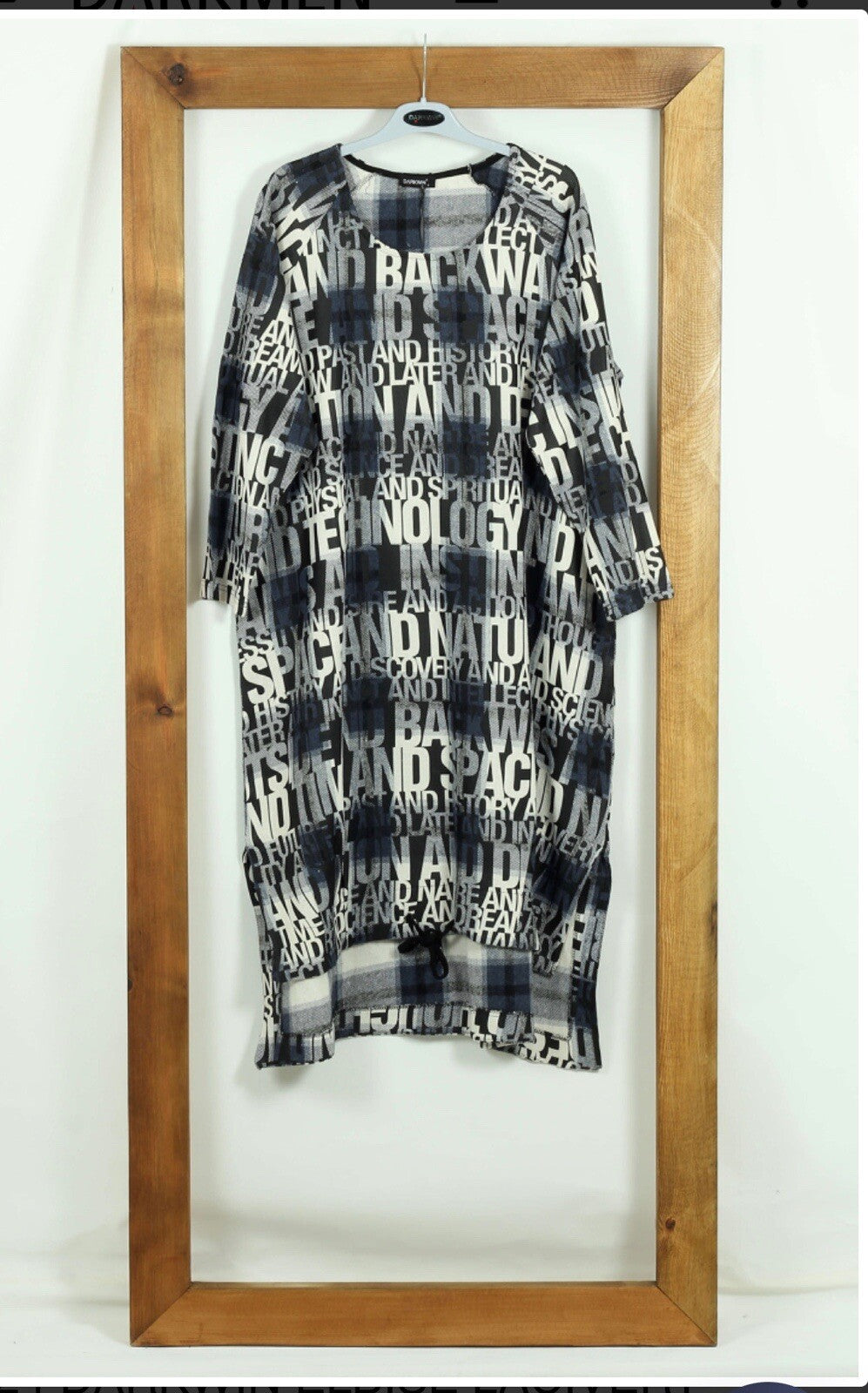 ✨ Darkwin Graphic Letter Print Tunic Dress Sz 18/1 Made In Turkey