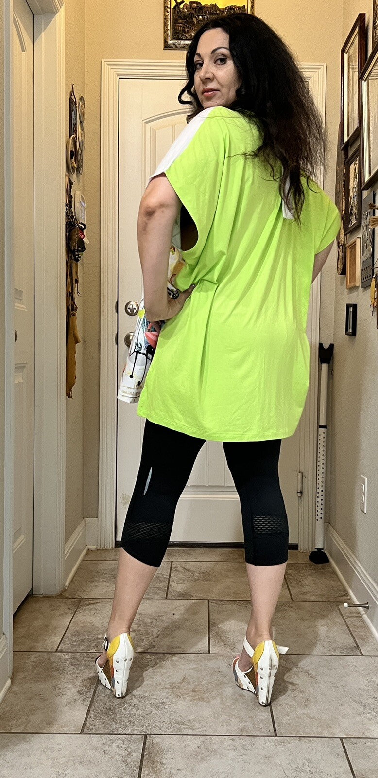 LaVelina Lime Green Graphic Oversized Top Sz 3XL Made In Turkey