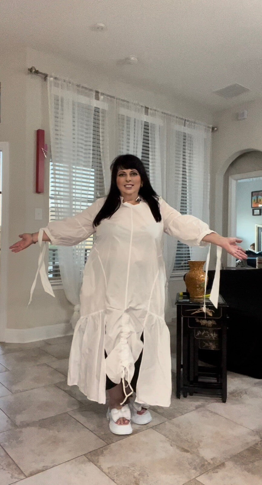 SALE!!!! Dolares Plus White Asymmetrical Hem Dress Sz 20/3 Made in Turkey