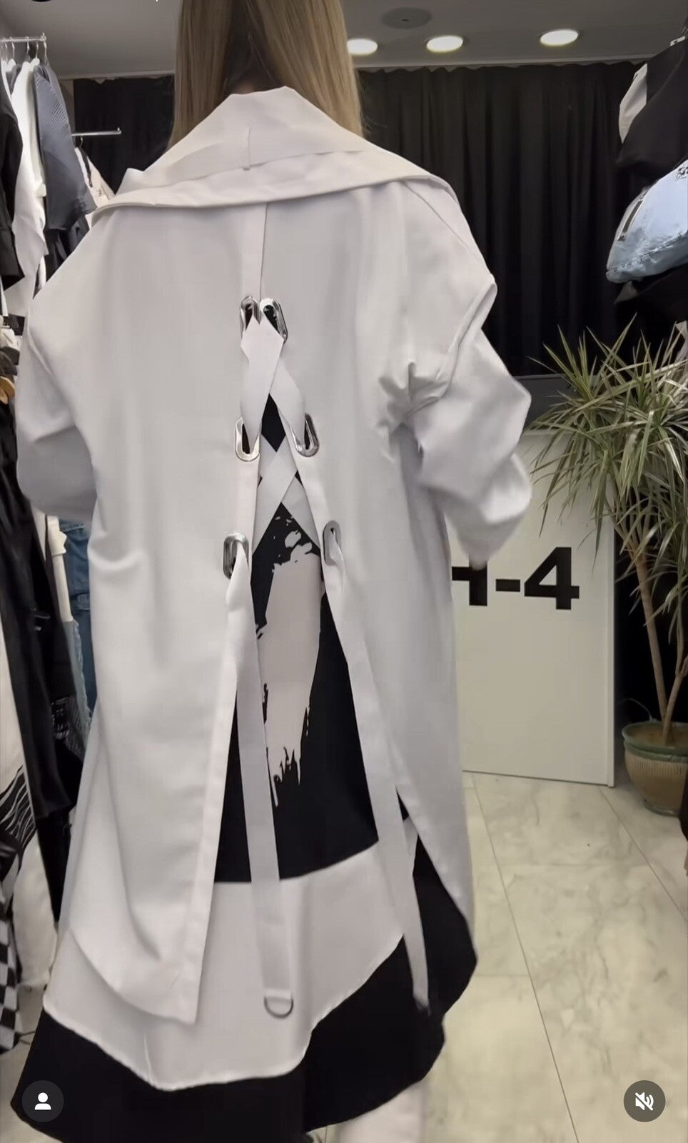 H4 Oversize Jacket Coat Sz 14/36 White Modern Streetwear Made in Turkey
