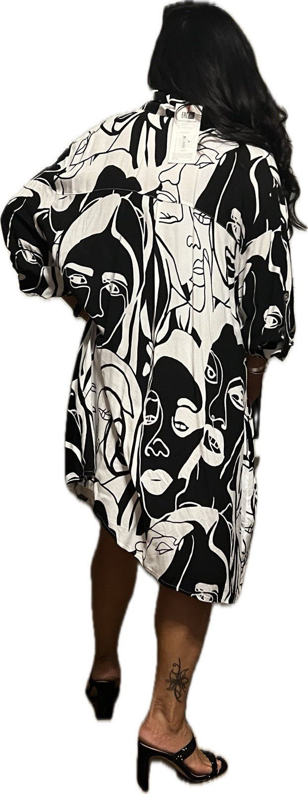 Eseoglu Abstract Face Tunic Dress Sz 22/58 Made in Turkey
