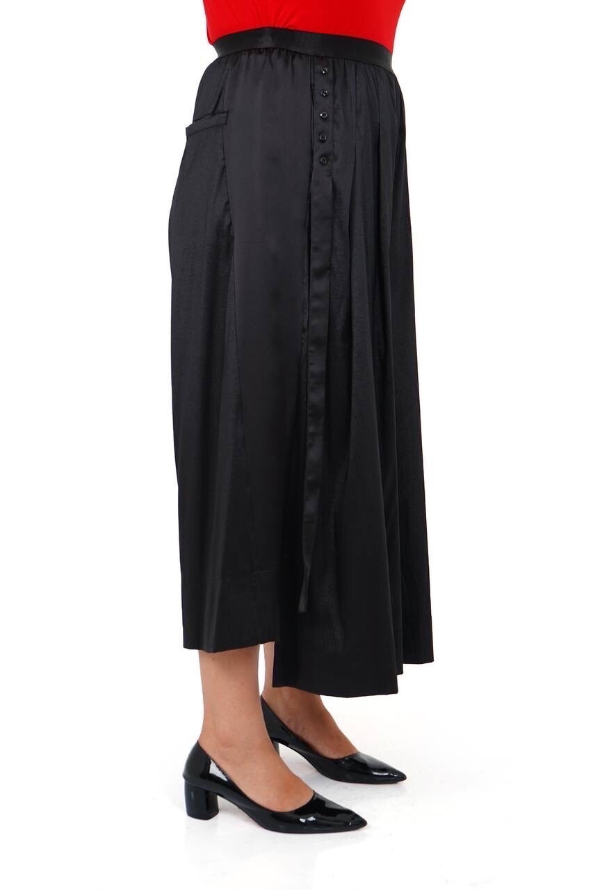 Darkwin Palazzo Pants Sz 20/2 Black Satin Wide Leg Made In Turkey