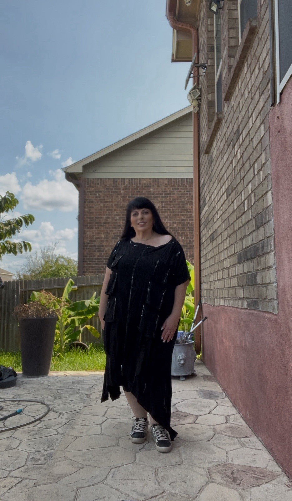H4 Oversized Black Asymmetrical Dress Sz 16-18/36 Plus Size Made in Turkey