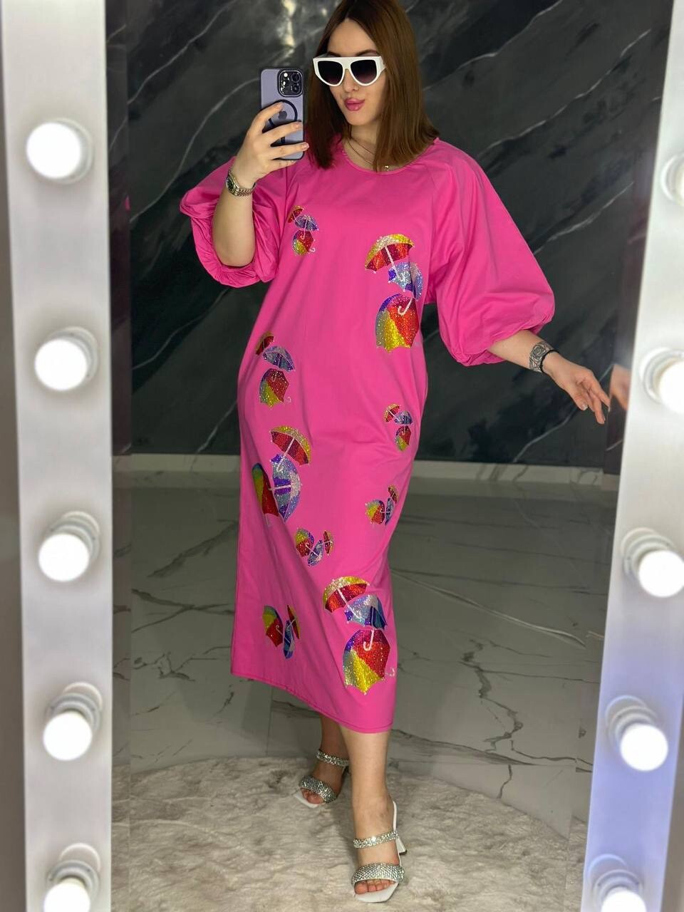 LaMaxx Pink Floral Oversized Dress Sz 12/42 Plus Size Made In Turkey