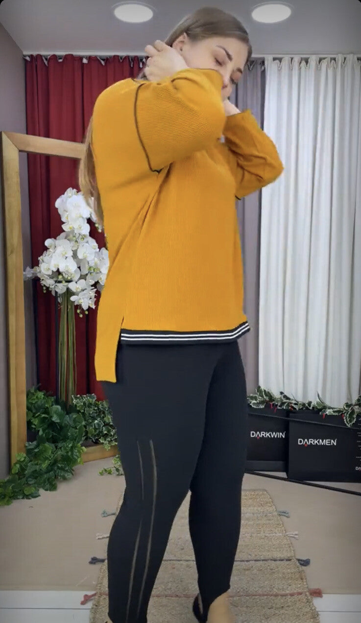 Darkwin Mustard Top with Unique Collar Sz 20/2 Made In Turkey
