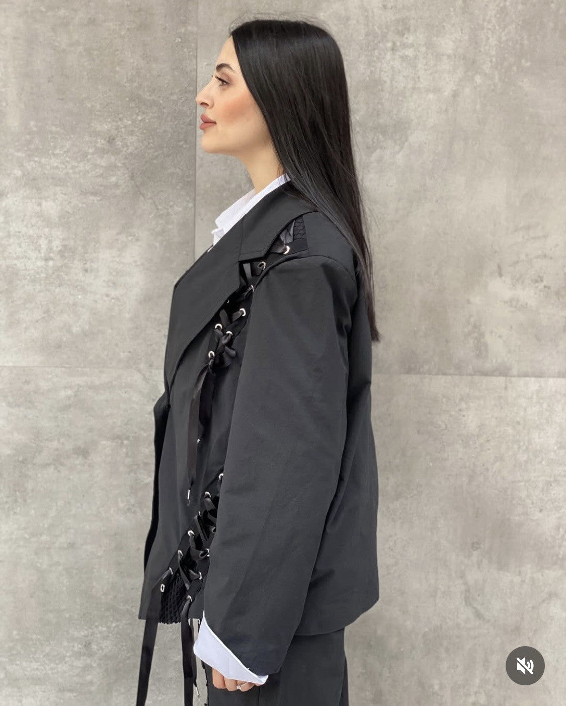 H4 Oversized Blazer Jacket, Lace-Up Statement Style, Sz 8-10/36 Turkey