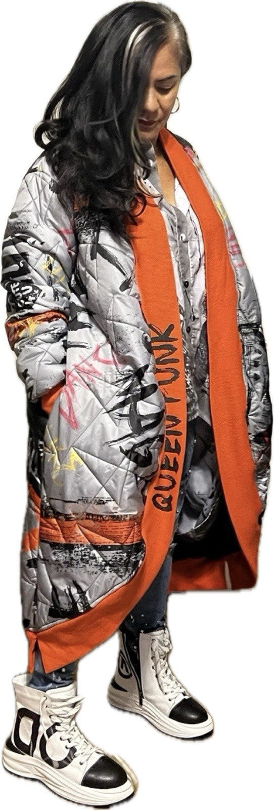 Edgy Punk Queen Coat XL Quilted Streetwear Made in Turkey