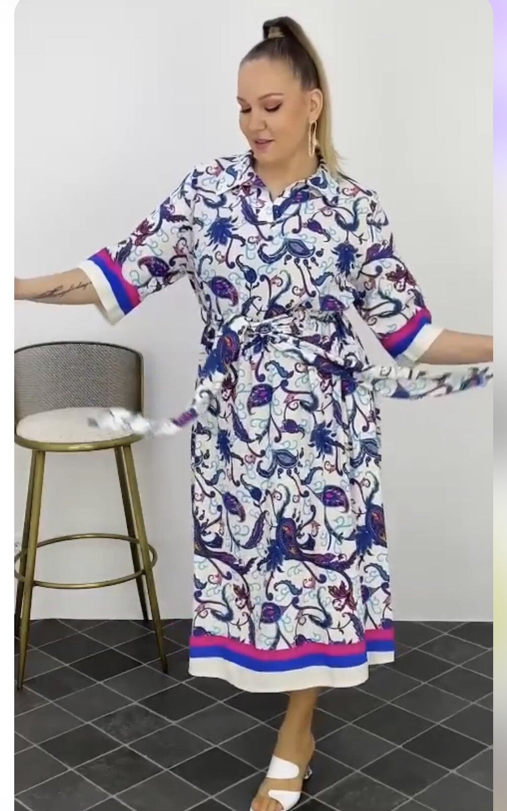 Darkwin Plus Size Boho Maxi Shirt Dress, Sz18/1, Turkish Fashion