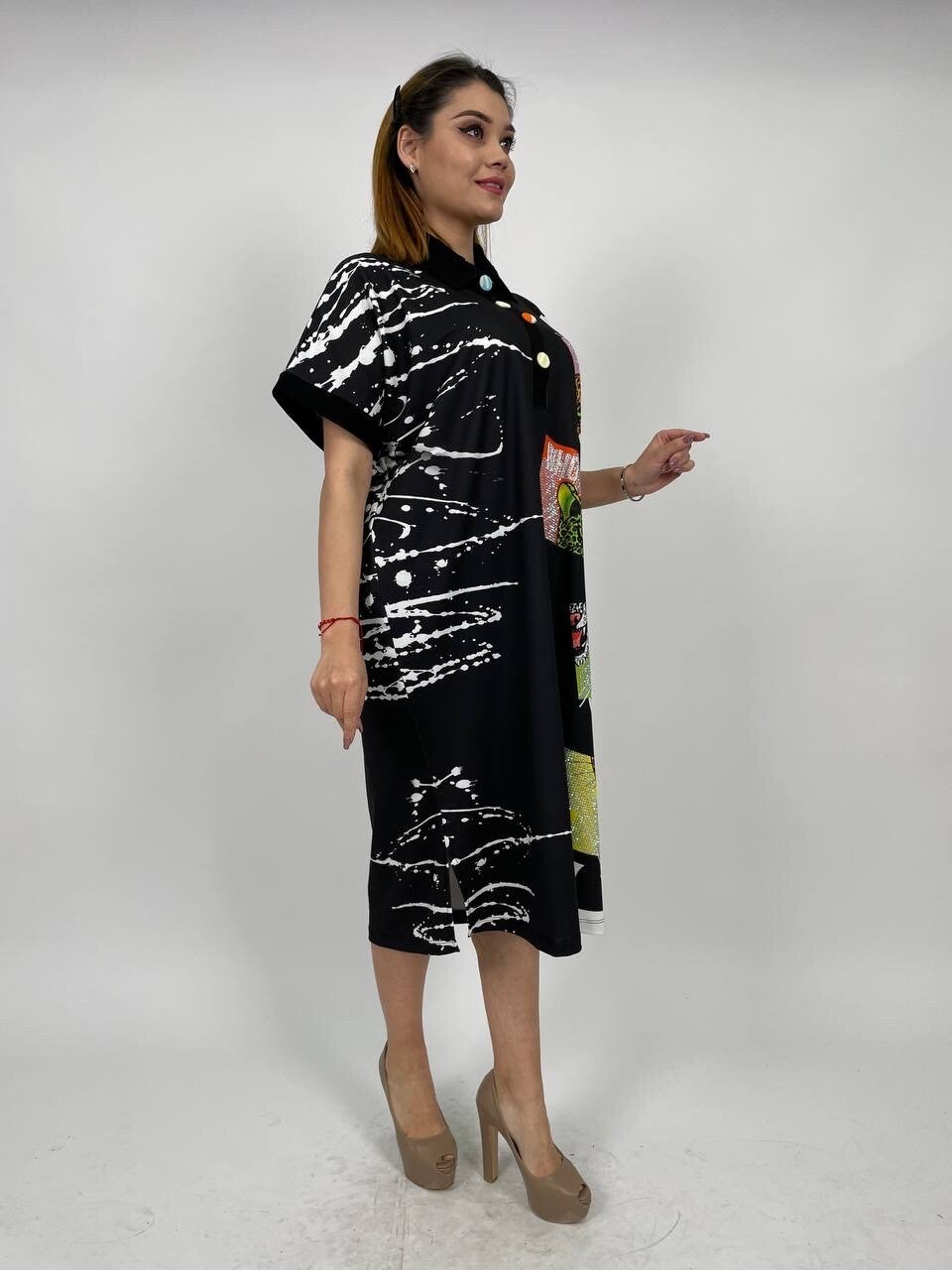 LaVelina “Who Are You” Rhinestone Dress Sz 18/50 Made In Turkey