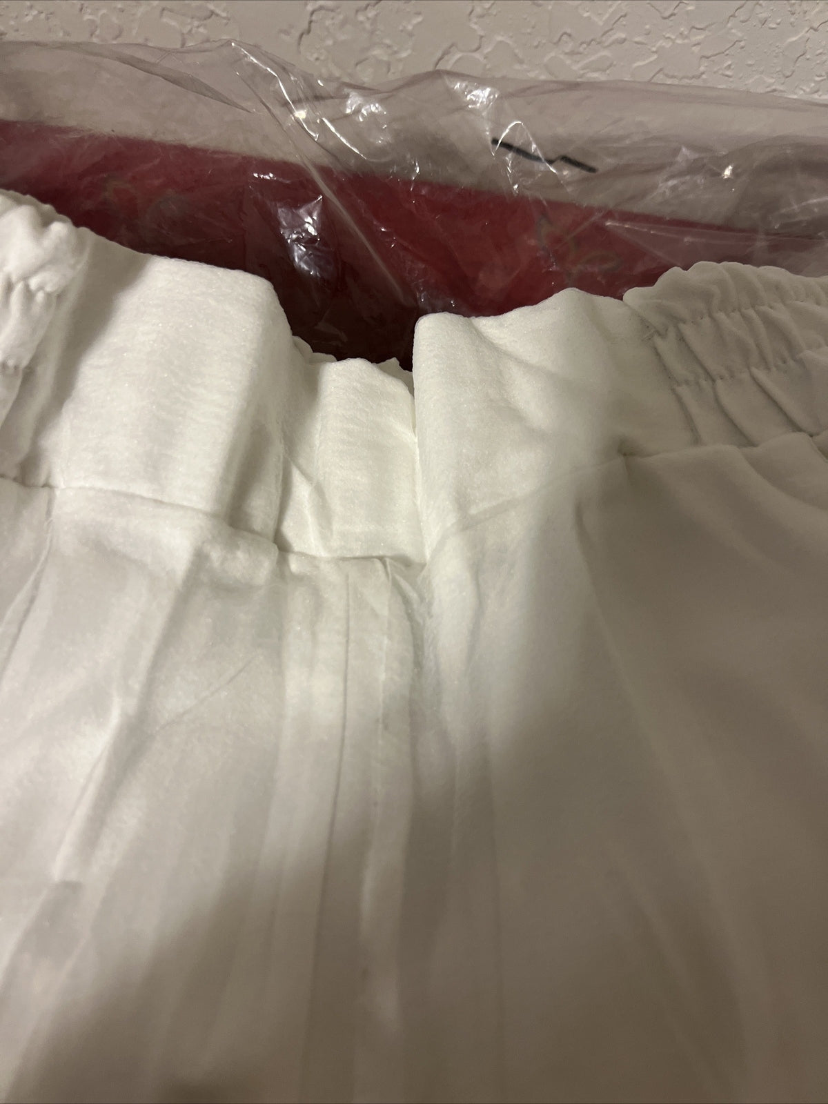 H4 White Statement Pants Sz 6/36, Textured Newspaper Print, Made In Turkey