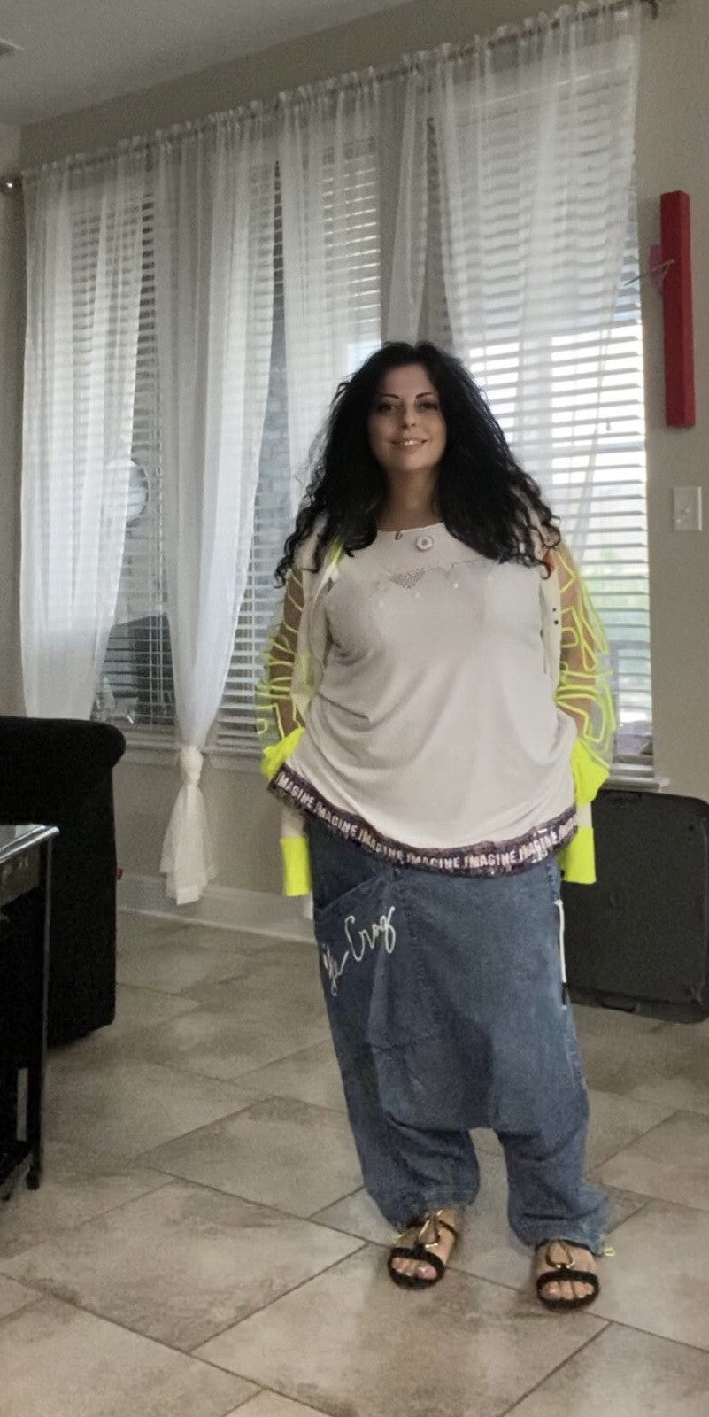 Darkwin Asymmetrical Denim Harem Pants Sz 2XL Made In Turkey