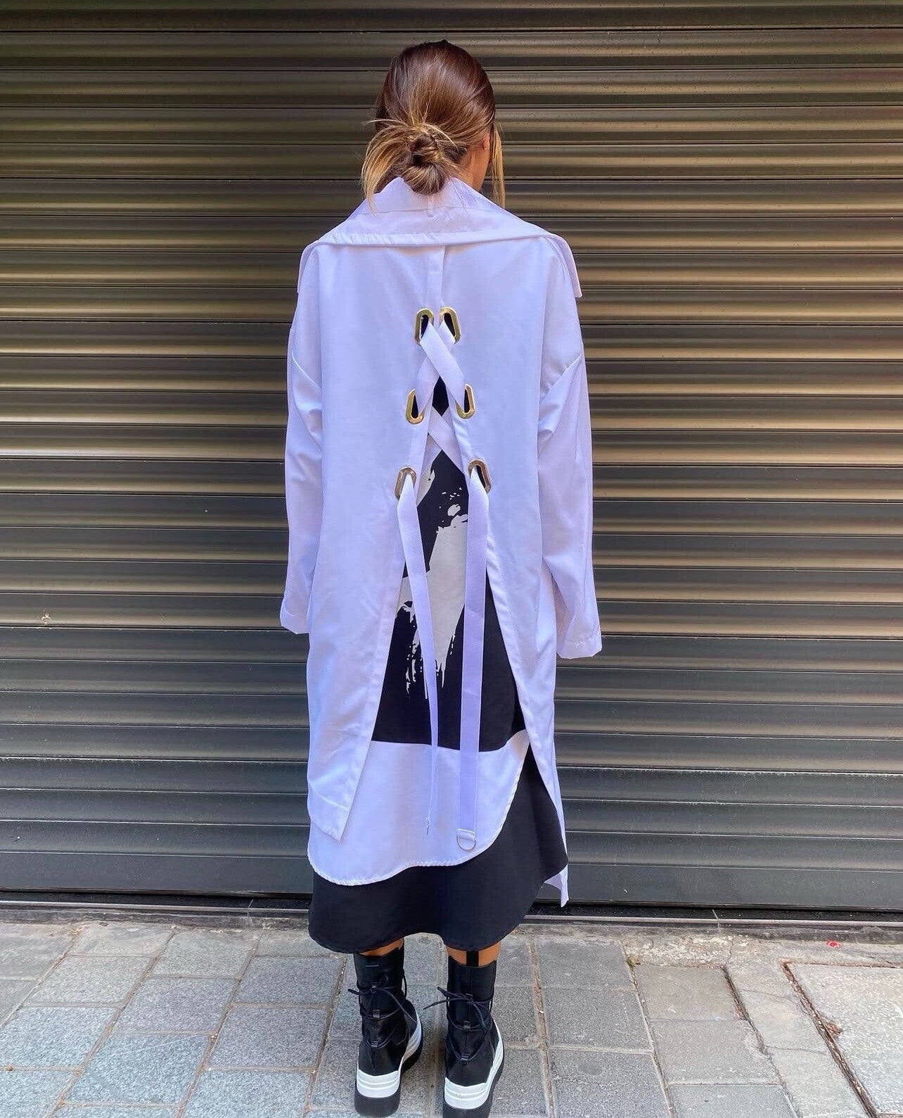 H4 Oversize Jacket Coat Sz 16/38 White Modern Streetwear Made in Turkey