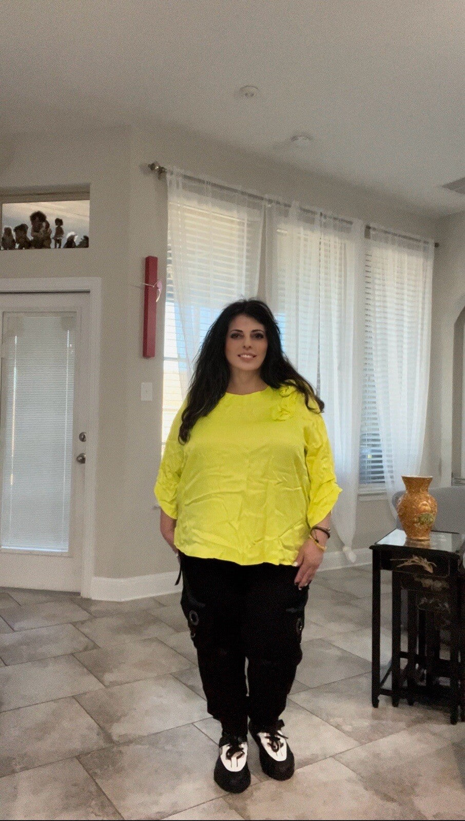 Darkwin Neon Yellow Ruffle Top Sz 20/2 Made In Turkey