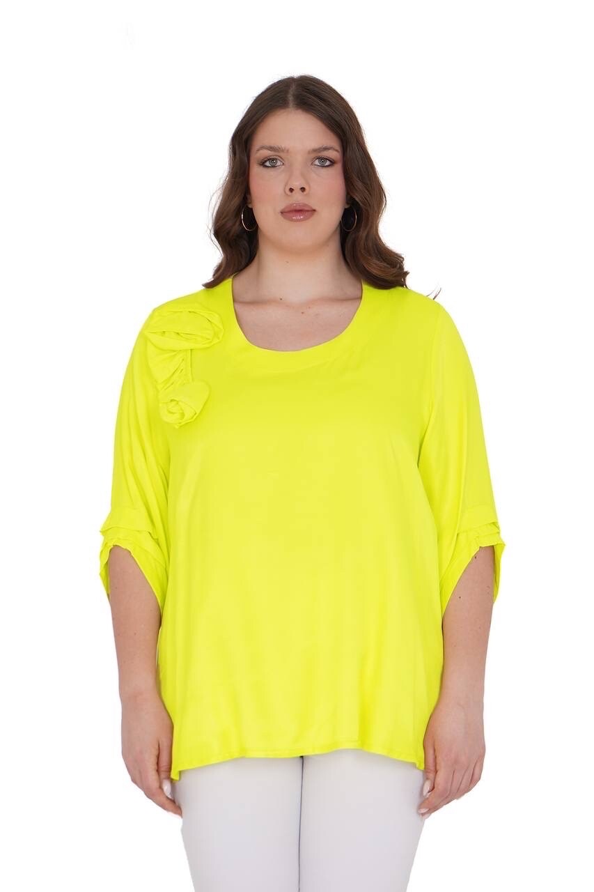 Darkwin Neon Yellow Ruffle Top Sz 20/2 Made In Turkey