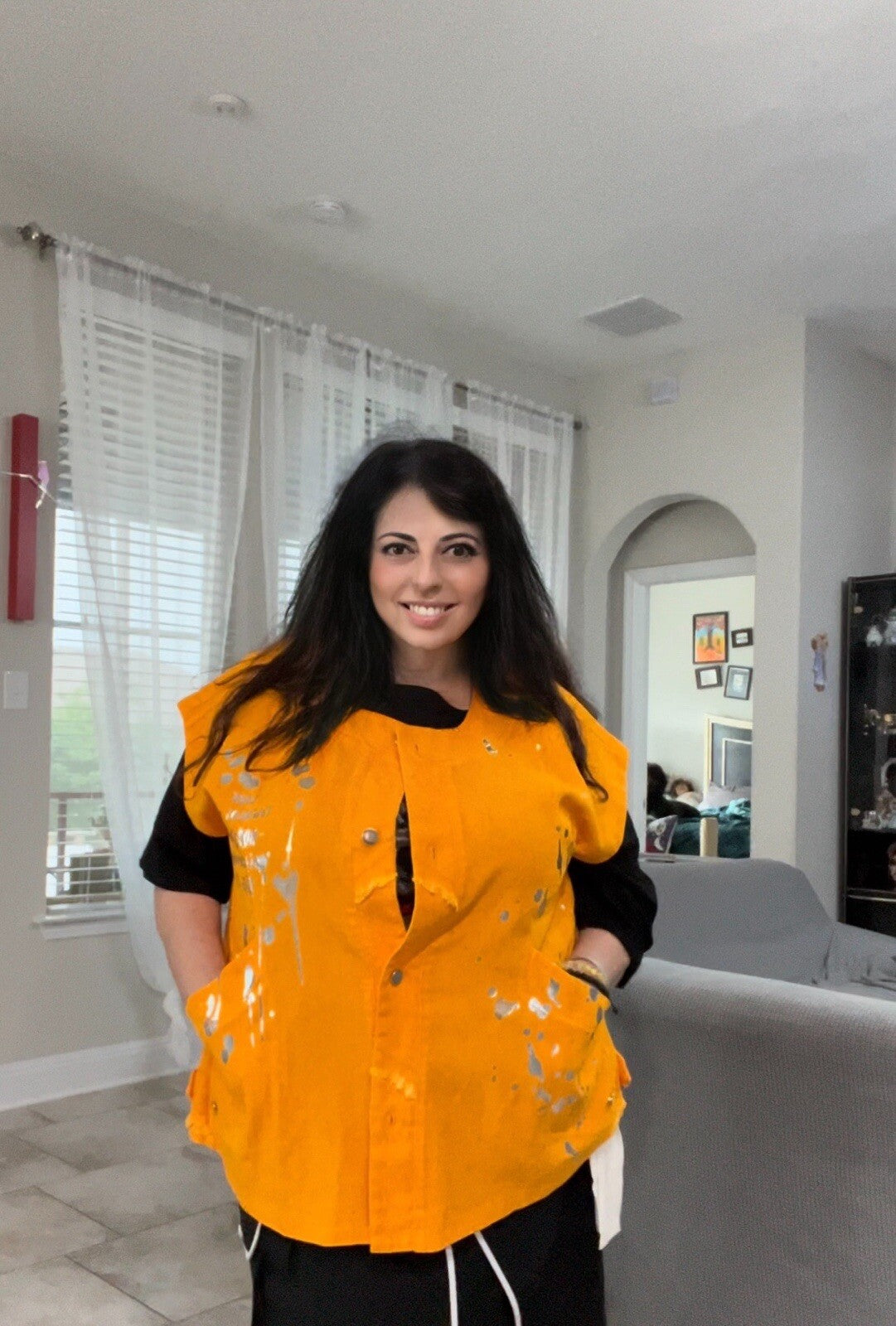 Divas Planet Yellow Paint Splash Vest Sz 3XL Made In Turkey