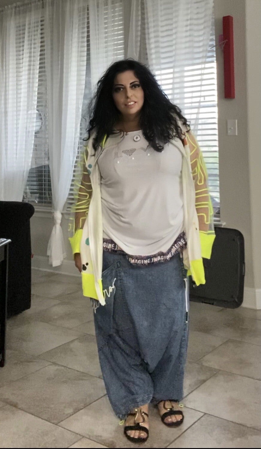 Darkwin Asymmetrical Denim Harem Pants Sz 2XL Made In Turkey
