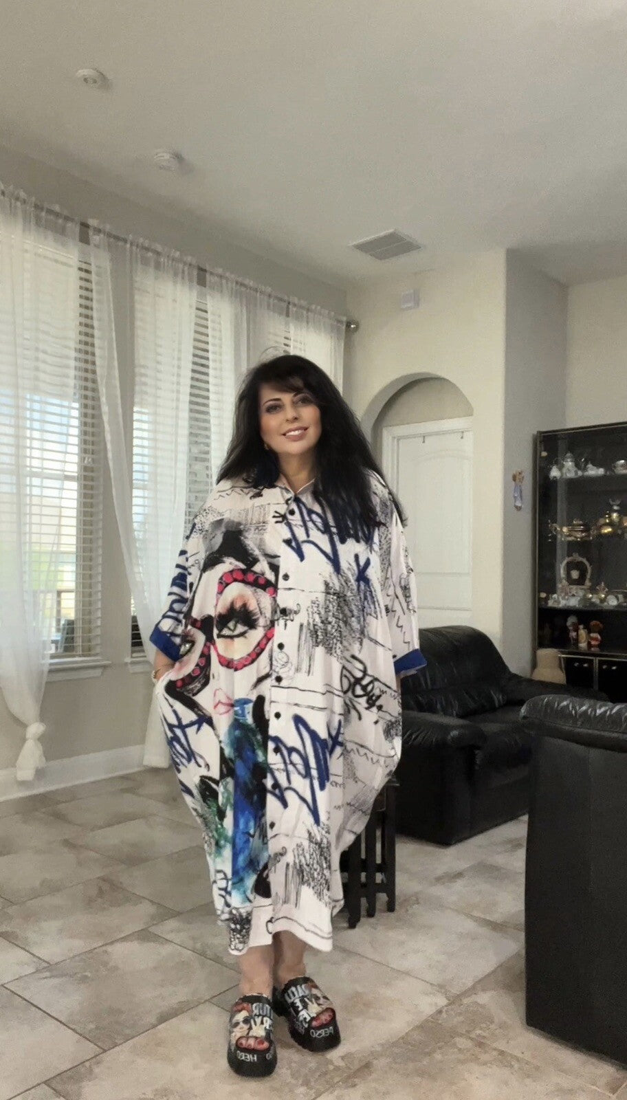 SALE!!!! Beside Fashion Oversized Graffiti Art Dress Sz 2/26 Made in Turkey