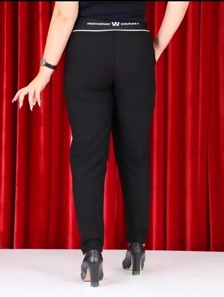 Motivation Eco Leather Pants Sz 22/54 Made In Turkey Sporty Stripe Look