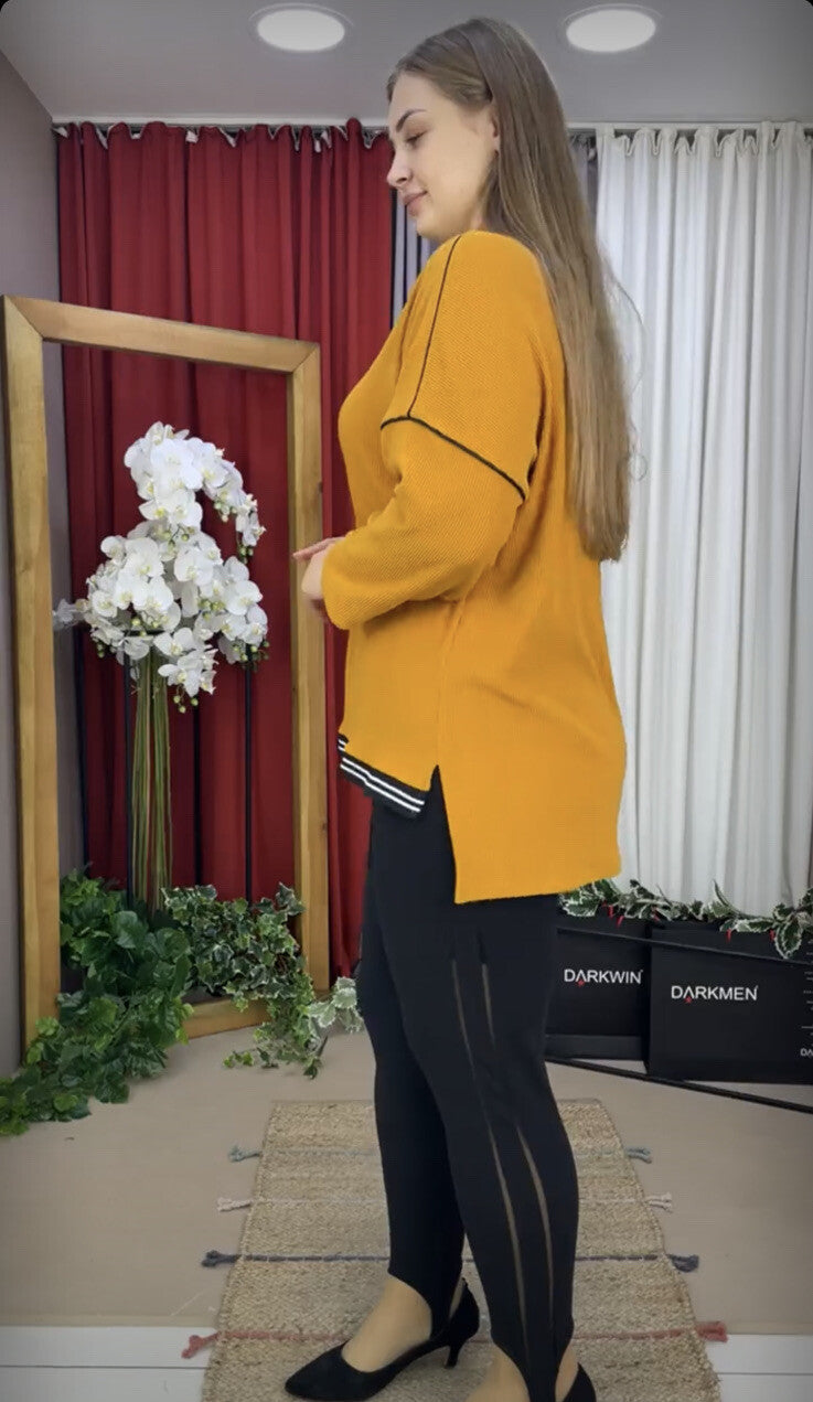 Darkwin Mustard Top with Unique Collar Sz 20/2 Made In Turkey