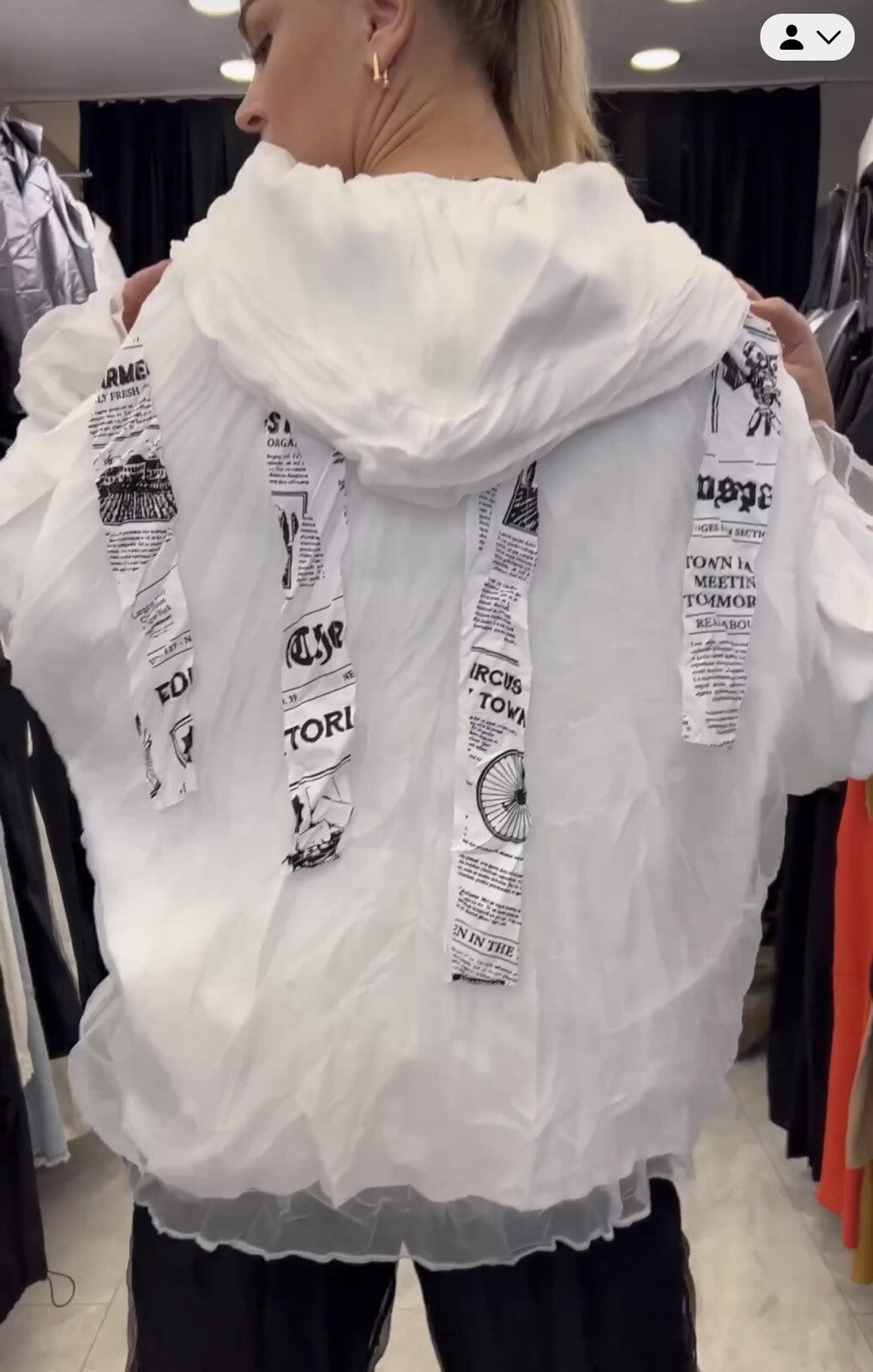 H4 Off White Oversized Jacket, Sz 18/38. Made In Turkey
