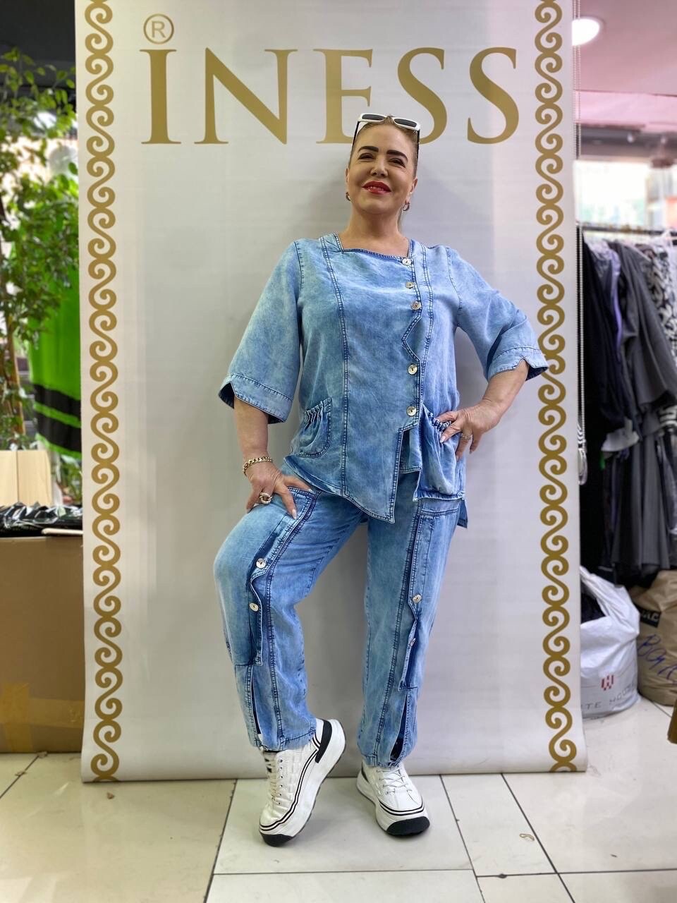 RitaFinks 2 PCs Suit Sz 20/54 Light Denim Look Made In Turkey