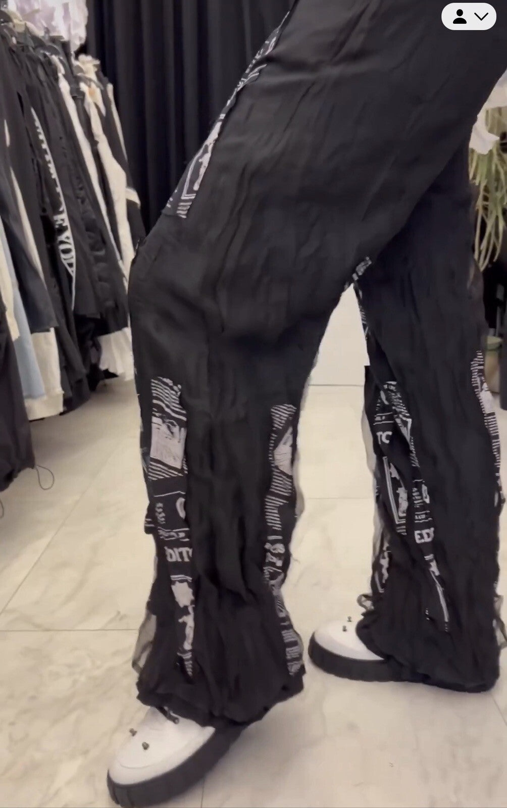 H4 Statement Pants Sz 12/40 Black Flared Turkish Design Made In Turkey