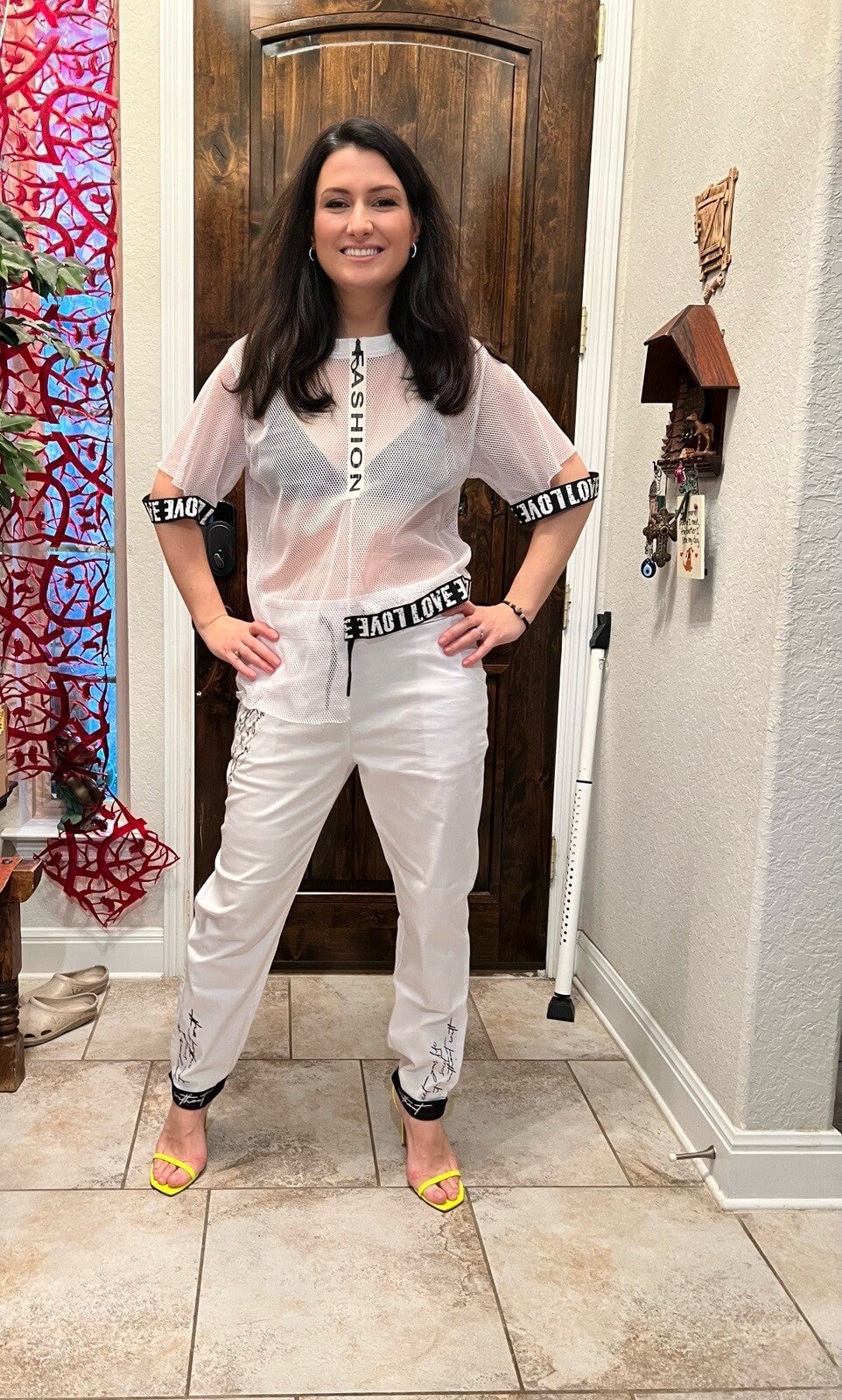 LaMaxx White Pants Sz 10/46 LOVE Trim Sporty Chic Made In Turkey