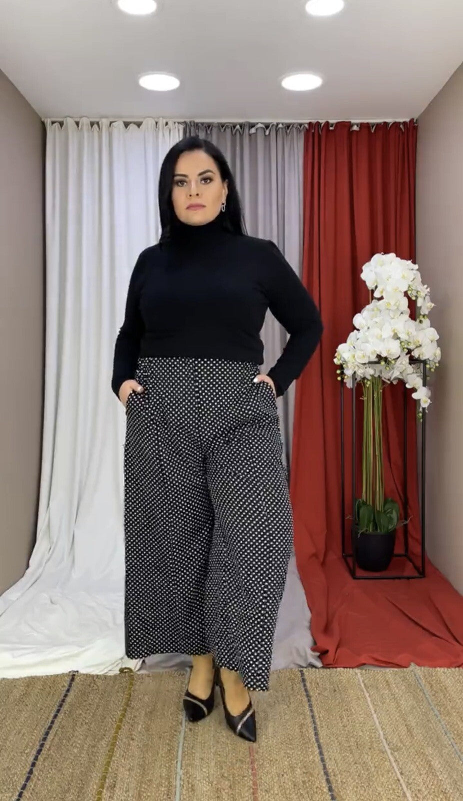 Darkwin Wide Leg Polka Dot Pants Sz 18, Made In Turkey