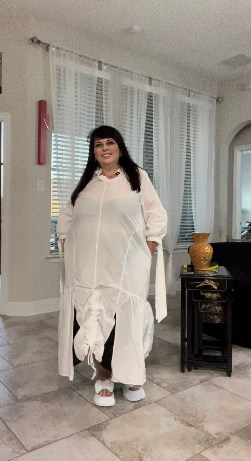 SALE!!!! Dolares Plus White Asymmetrical Hem Dress Sz 20/3 Made in Turkey