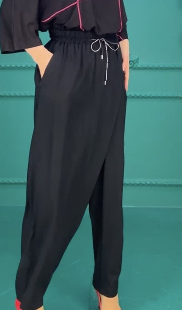 Darkwin Chic Draped Pants Sz 20/2, Effortless Style, Made in Turkey