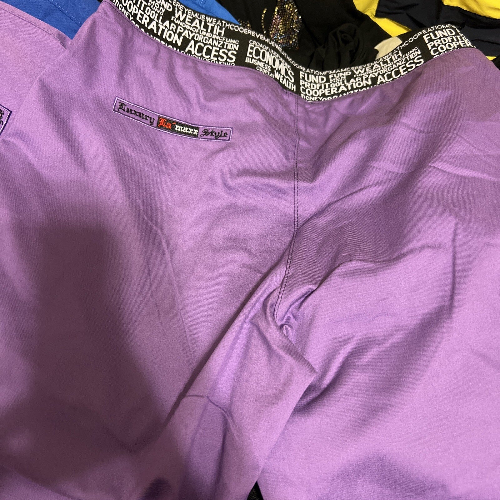 Lamaxx Purple Capri Pants Sz 8/42 Stretch Print Detail Made In Turkey