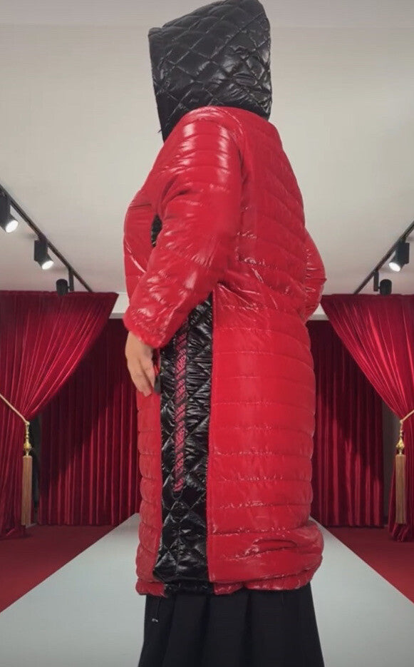 Sport Chic Red Quilted Coat with Hood Darkwin Sz 18/1 Turkey