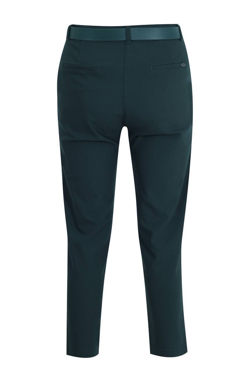 Zanessi Emerald Green Pants Sz 12/46 Belted Slim Fit Made In Turkey