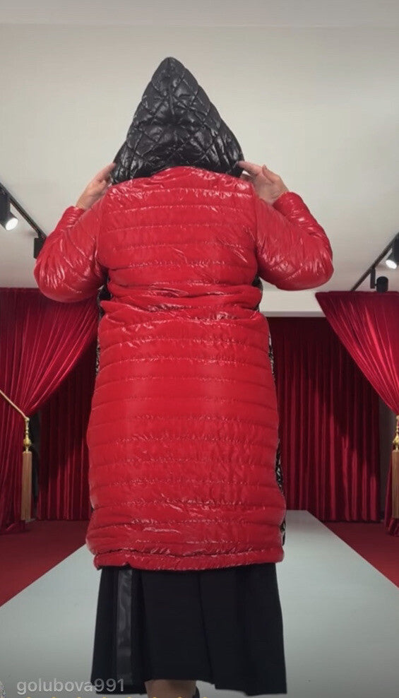 Sport Chic Red Quilted Coat with Hood Darkwin Sz 18/1 Turkey