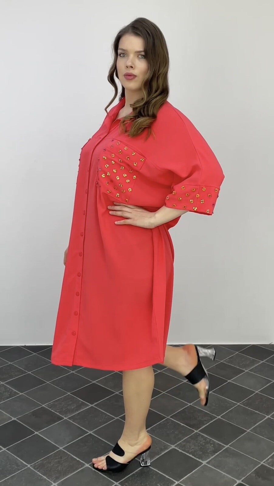 Darkwin Coral Oversized Dress Sz 24/1 Made in Turkey