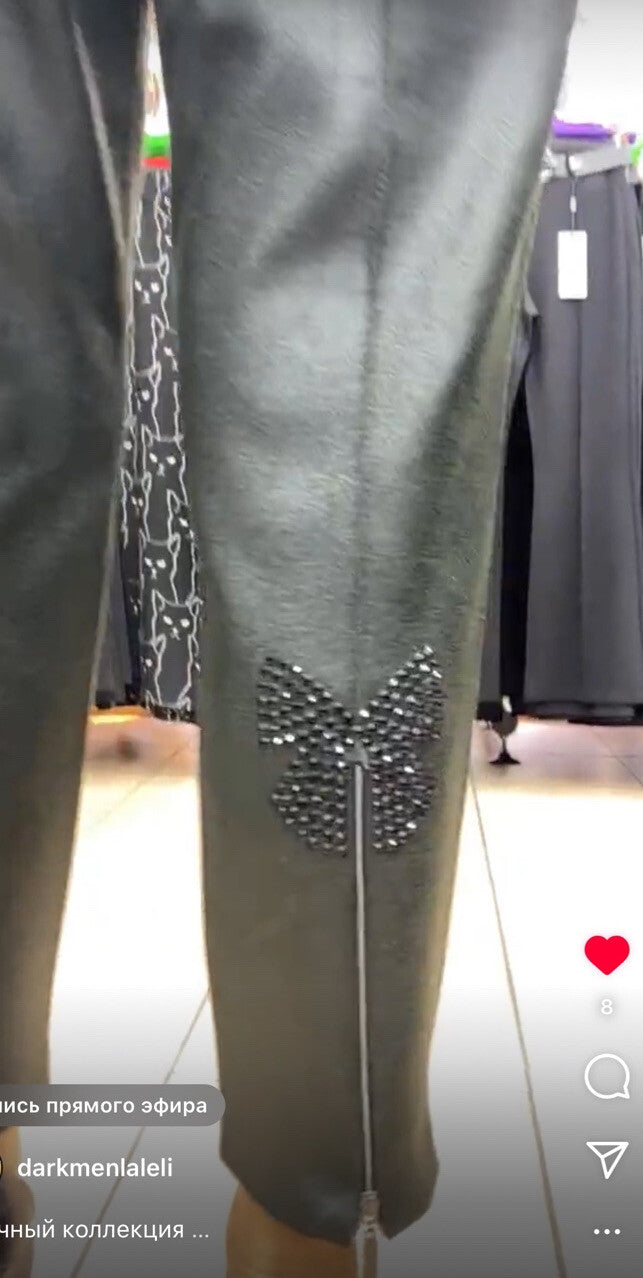 Motivation Green Pants, Sz 10/42. Rhinestone Detail. Made In Turkey