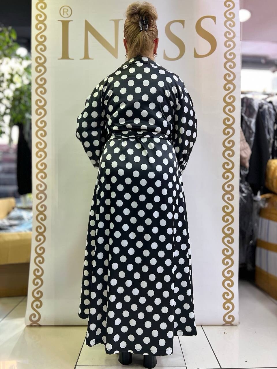Carrillo 2 Pc Black Polka Dot Dress Set Sz 20/54 Plus Size Made In Turkey