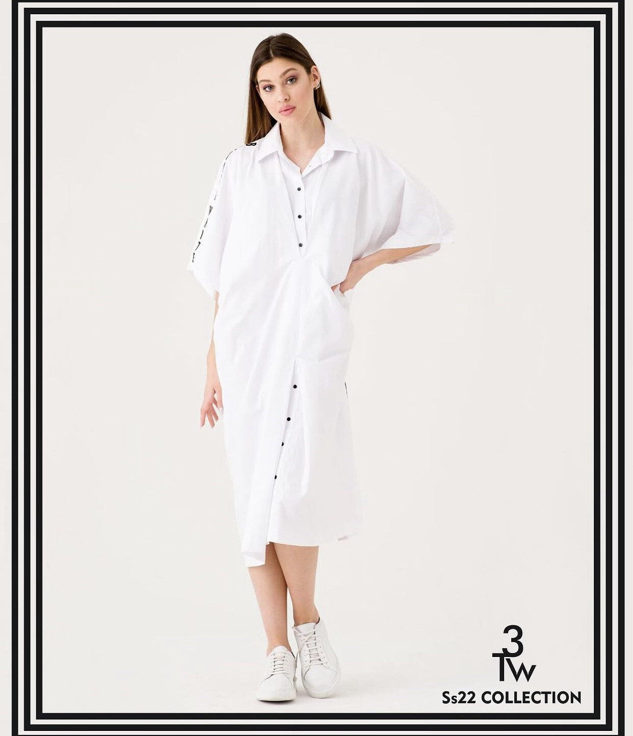 TW3 White Oversized Shirt Dress Plus Size 18/1 Made in Turkey