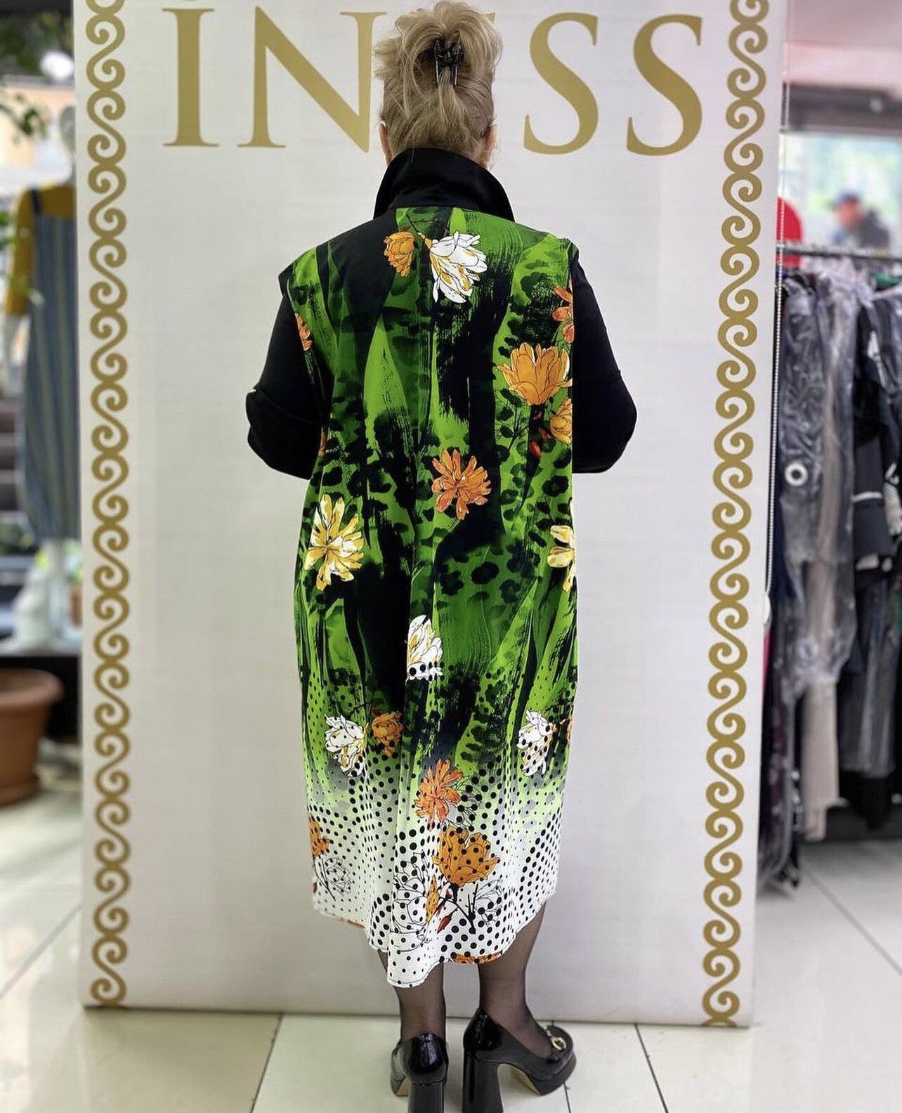 Poyes Dress Sz 20/2 Multicolor Face Print Floral Made In Turkey