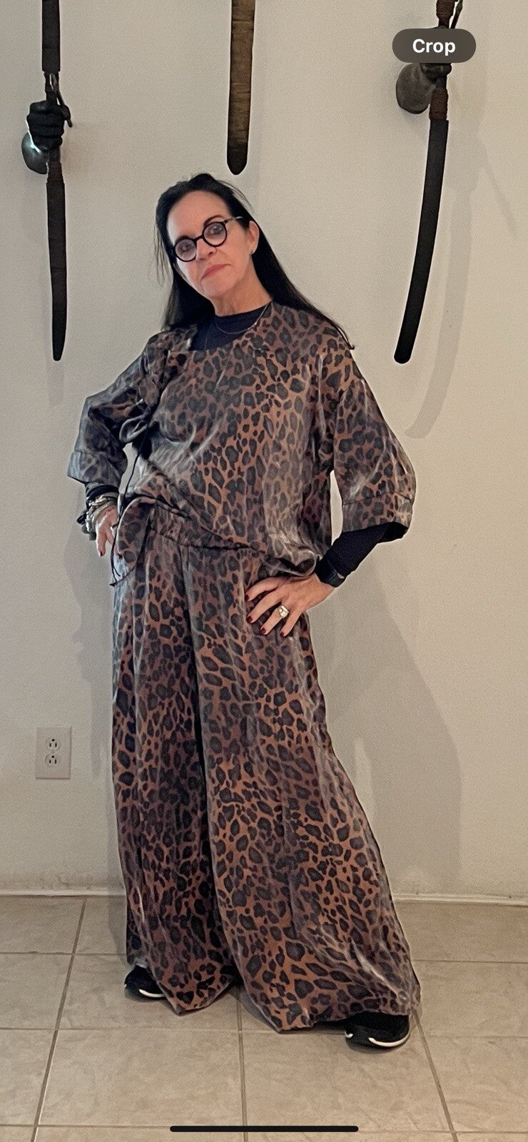 Darkwin 2-Piece Suit Sz 16/1 Made in Turkey Leopard Print Top & Pants