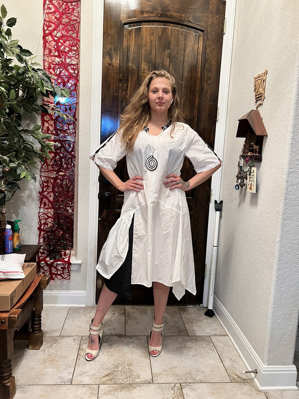 SALE!!!! Dolares Plus Asymmetrical Dress, Sz 16 White, Made in Turkey