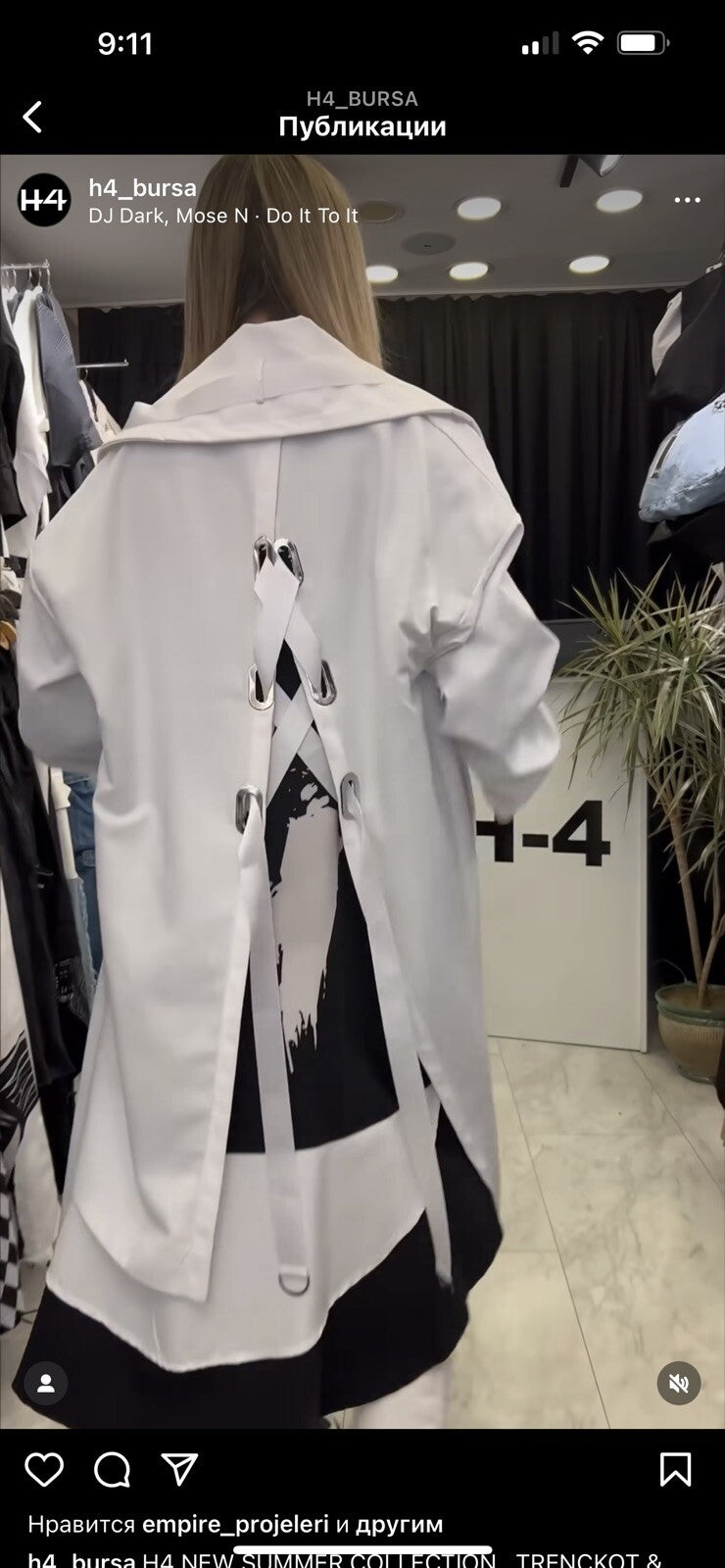 H4 Oversize Jacket Coat Sz 16/38 White Modern Streetwear Made in Turkey