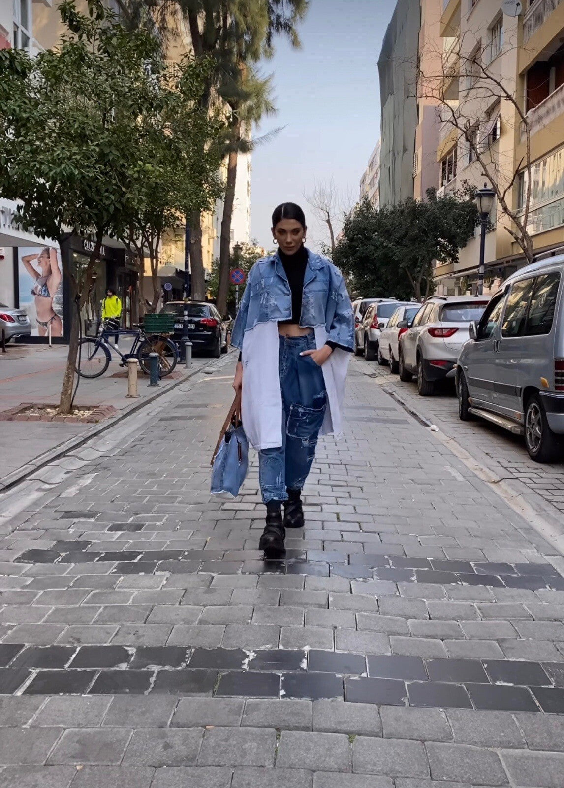 H4 Oversized Jean Jacket, One Size. Made In Turkey
